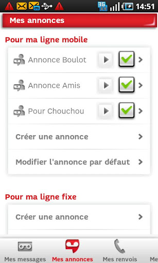 Personnalisation des annonces sur SFR Repondeur+ Android