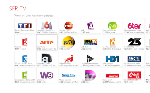 SFR TV sur Windows 8