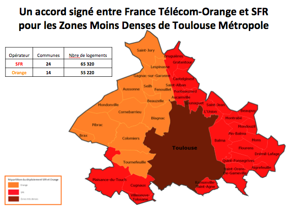 Carte FTTH SFR métropole Toulouse