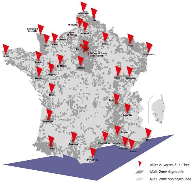 Carte déploiement de la Fibre de SFR